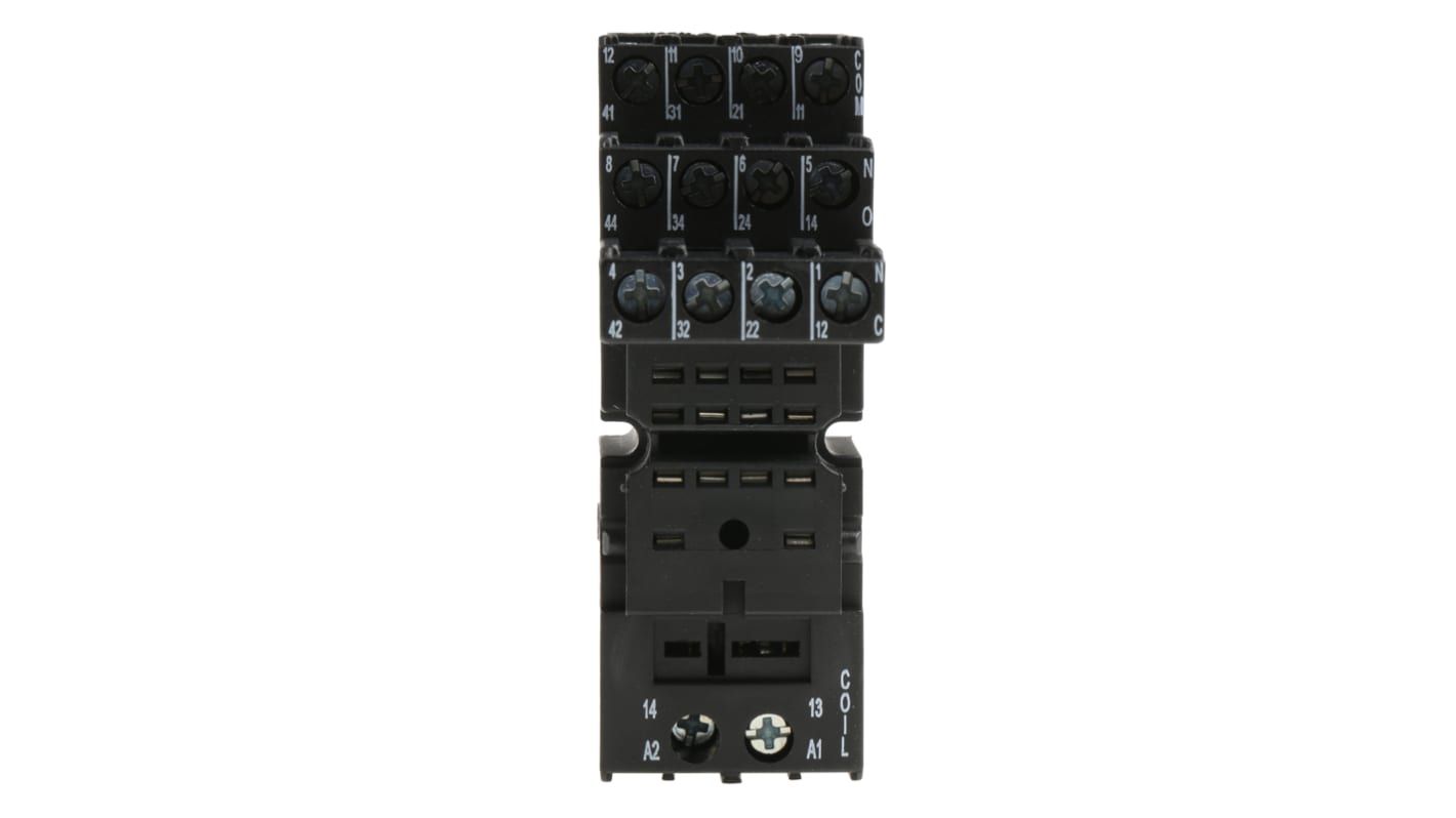 Zócalo de relé Finder 94 para varias series de 14 contactos, 10A máx., para carril DIN