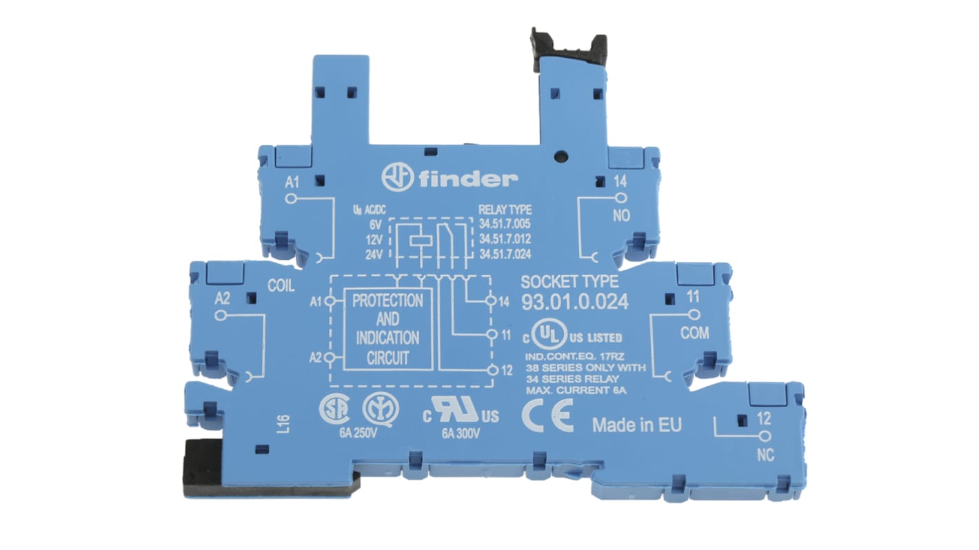 Support relais Finder série 93 Series 5 contacts, 250V c.a., pour 34.51