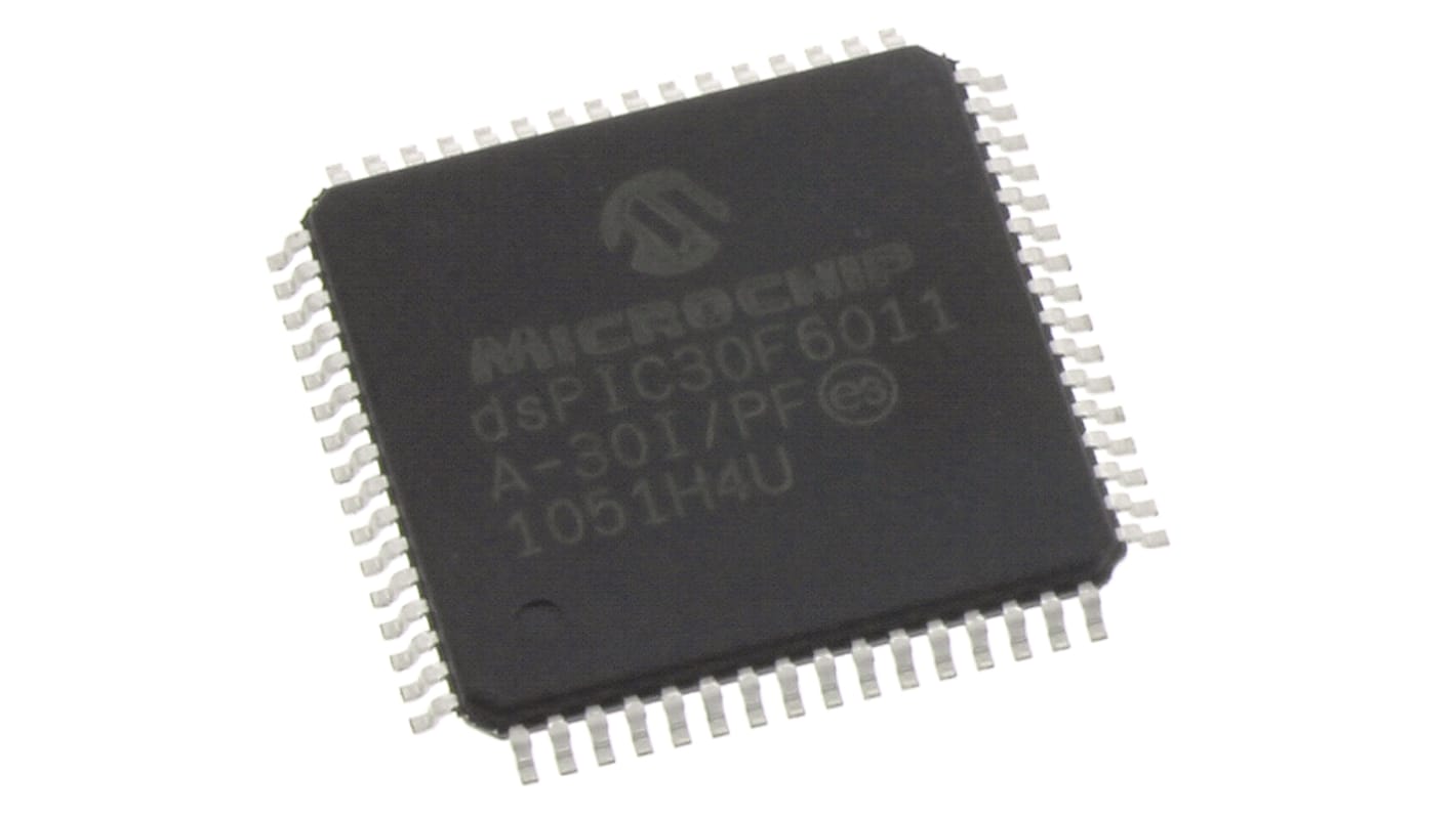 Microchip dsPIC30F Digitaler Signalprozessor 16bit 30MIPS 6,144 kB 2048 kB, 132 kB Flash TQFP 64-Pin 16 x 12 Bit ADC 2