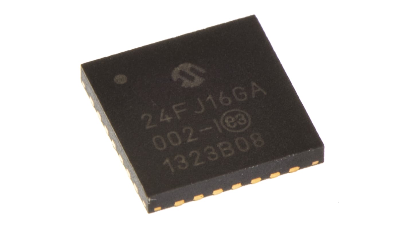 Microcontrolador Microchip PIC24FJ16GA002-I/ML, núcleo PIC de 16bit, RAM 4 kB, 32MHZ, QFN de 28 pines