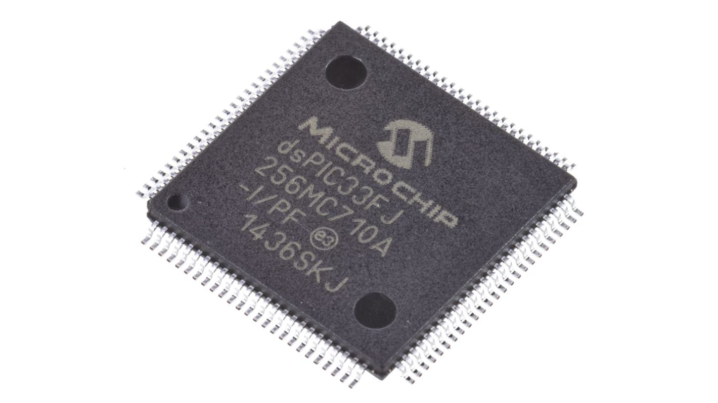 dsPIC33FJ256MC710A-I/PF Microchip, 16bit Digital Signal Processor 40MIPS 256 kB Flash 100-Pin TQFP