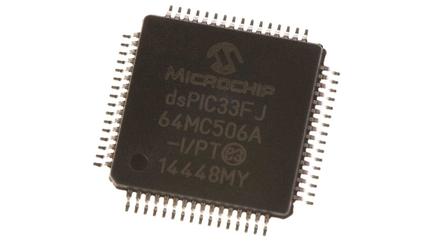 Microcontrôleur, 16bit, 8 ko RAM, 64 Ko, 40MIPS, TQFP 64, série dsPIC33F