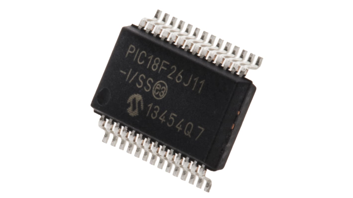 Microchip PIC18F26J11-I/SS, 8bit PIC Microcontroller, PIC18F, 48MHz, 64 kB Flash, 28-Pin SSOP