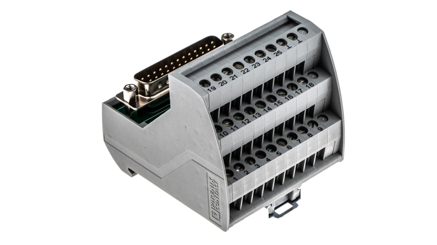 Phoenix Contact VIP-3/SC/D25SUB/M Series 25-Contact Male Interface Module, D-sub Connector, DIN Rail Mount, 2A