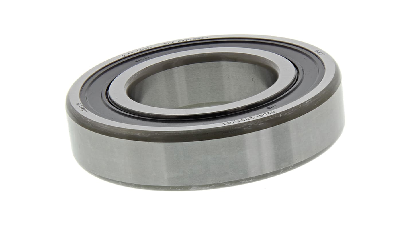 SKF 6209-2RS1/C3 Single Row Deep Groove Ball Bearing- Both Sides Sealed 45mm I.D, 85mm O.D