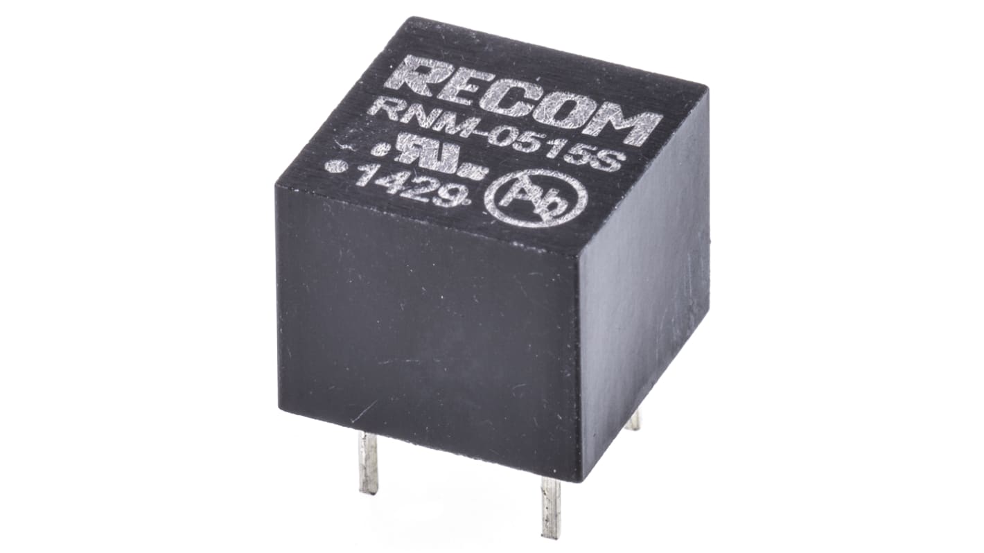 Recom RNM DC-DC Converter, 15V dc/ 66mA Output, 4.5 → 5.5 V dc Input, 1W, Through Hole, +85°C Max Temp -40°C Min
