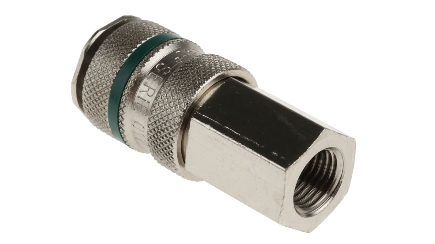 RS PRO Brass Female Pneumatic Quick Connect Coupling, G 1/4 Female Threaded