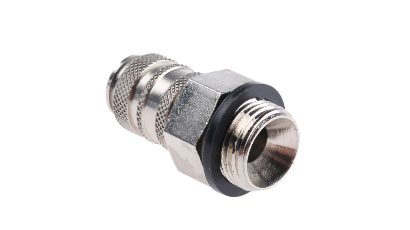 RS PRO Brass Male Pneumatic Quick Connect Coupling, G 3/8 Male Threaded