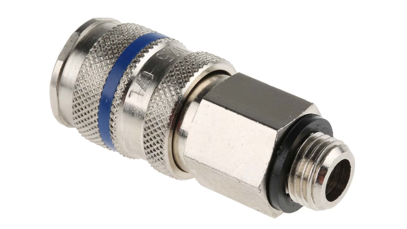 RS PRO Brass, Steel Male Pneumatic Quick Connect Coupling, G 1/4 Male