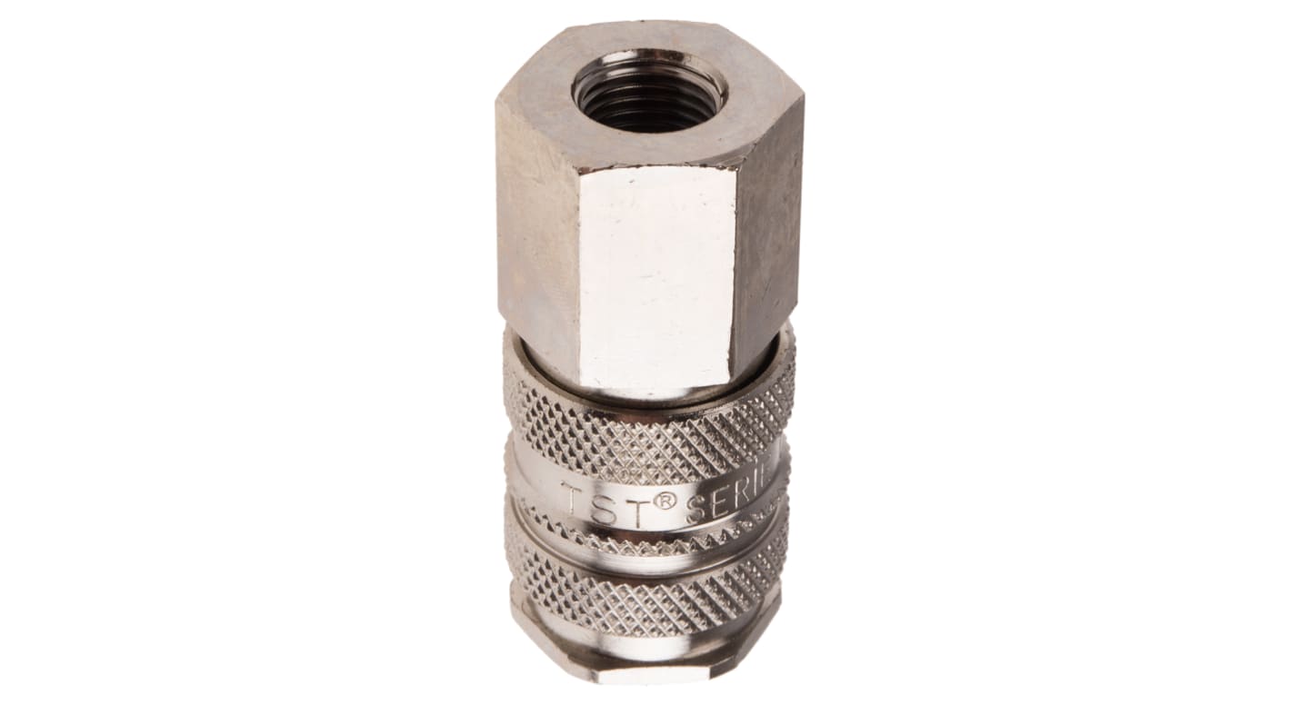 RS PRO Brass Female Pneumatic Quick Connect Coupling, G 1/4 Female Threaded