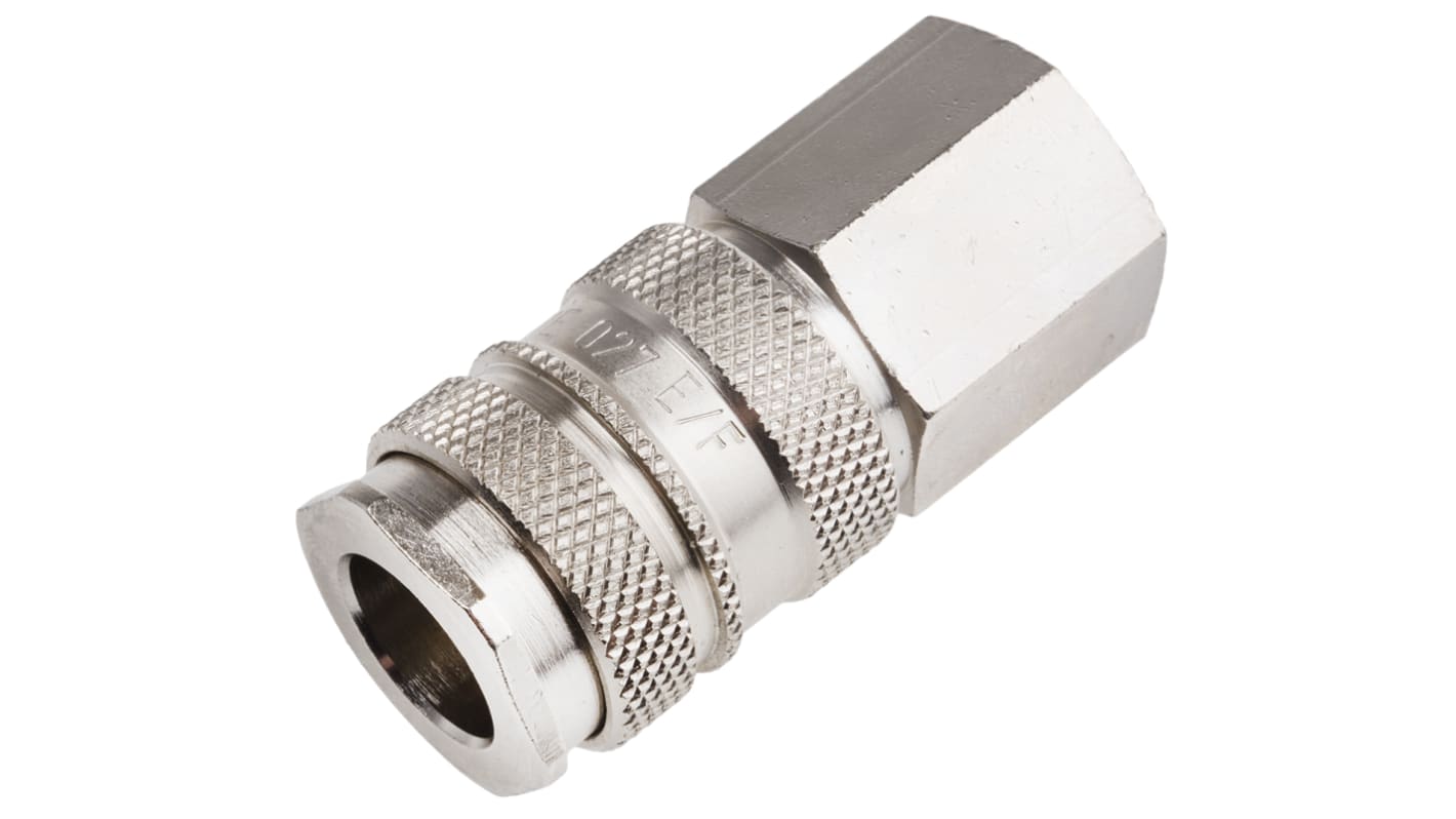 RS PRO Brass Female Pneumatic Quick Connect Coupling, G 3/8 Female Threaded