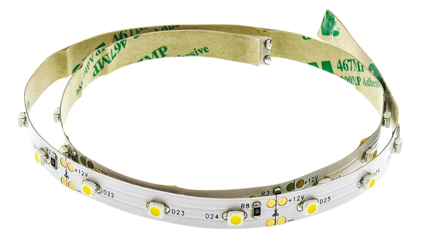 JKL Components 12V White LED Strip Light, 3560K Colour Temp, 500mm Length