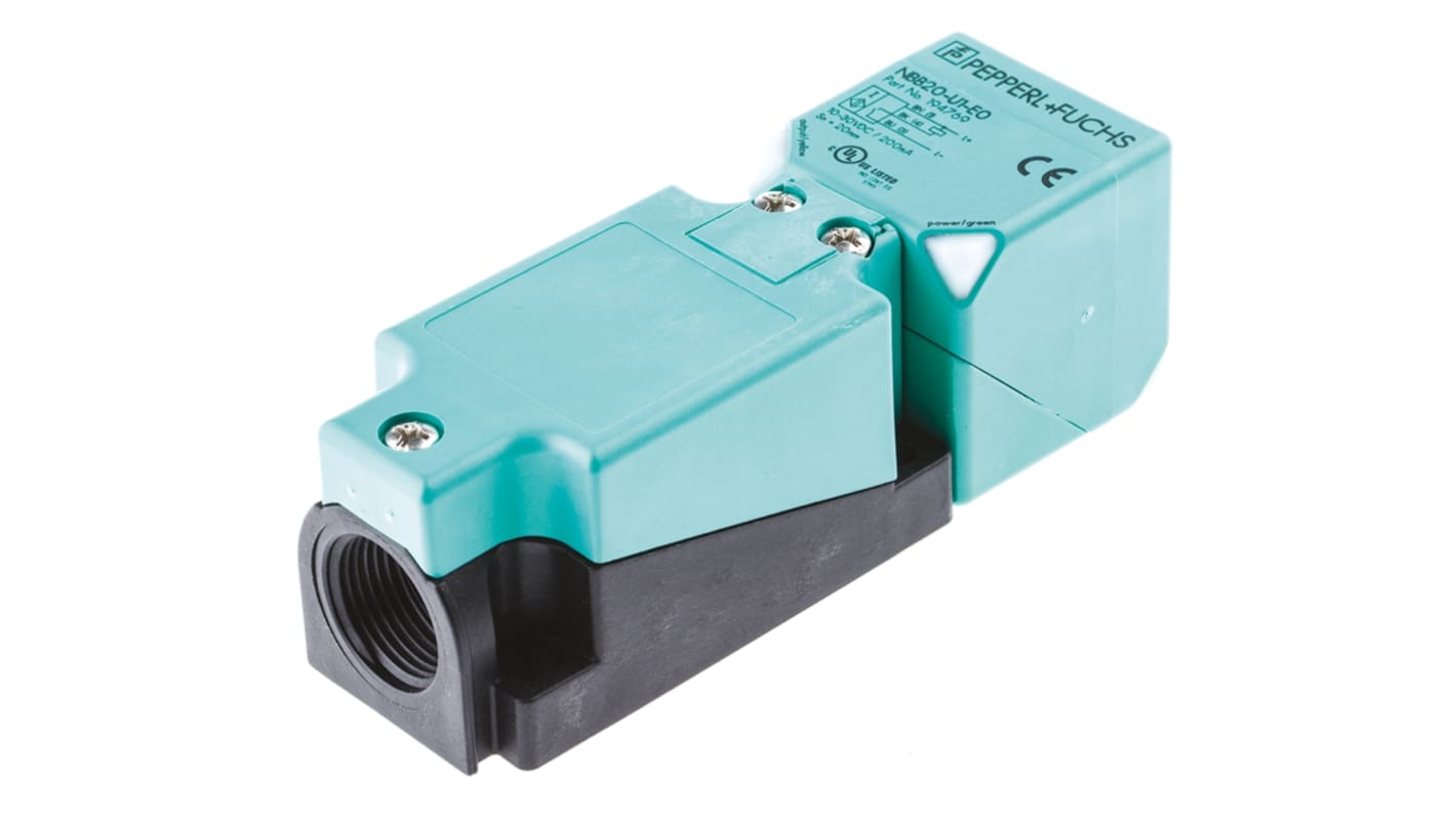 Pepperl + Fuchs Inductive Block-Style Proximity Sensor, 20 mm Detection, NPN Output, 10 → 30 V dc, IP69K