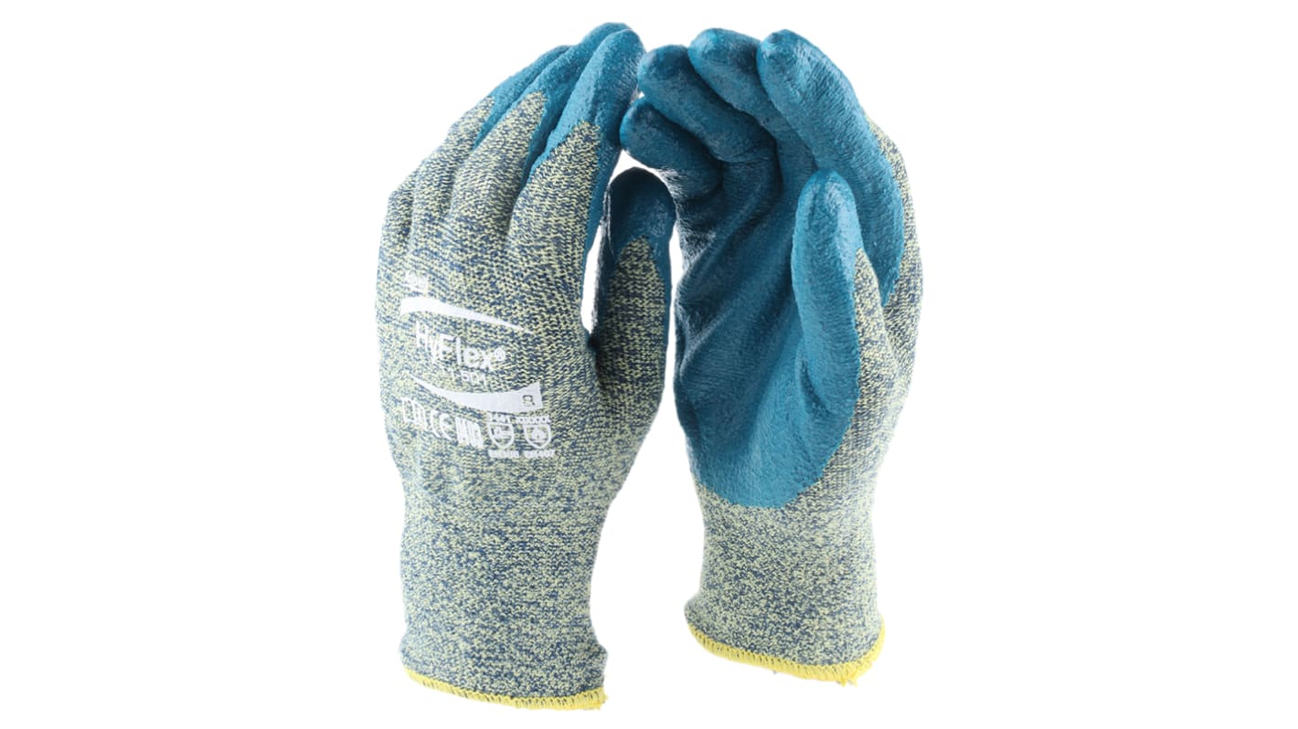 Ansell HyFlex 11-501 Grey Kevlar Cut Resistant, Heat Resistant Work Gloves, Size 8, Nitrile Foam Coating