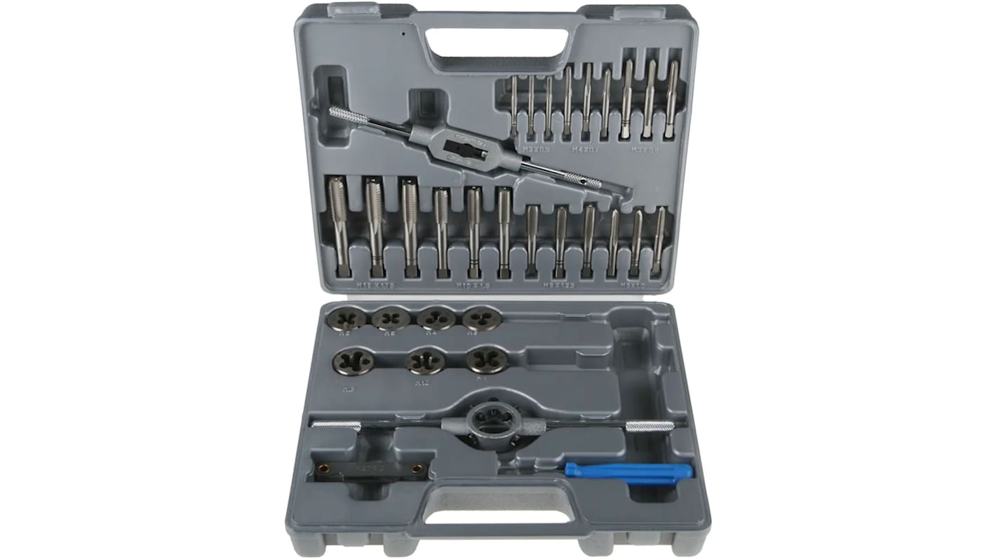 RS PRO 32-Piece HSS Tap & Die Set, M3 - M12 Taps, M3 - M12 Dies