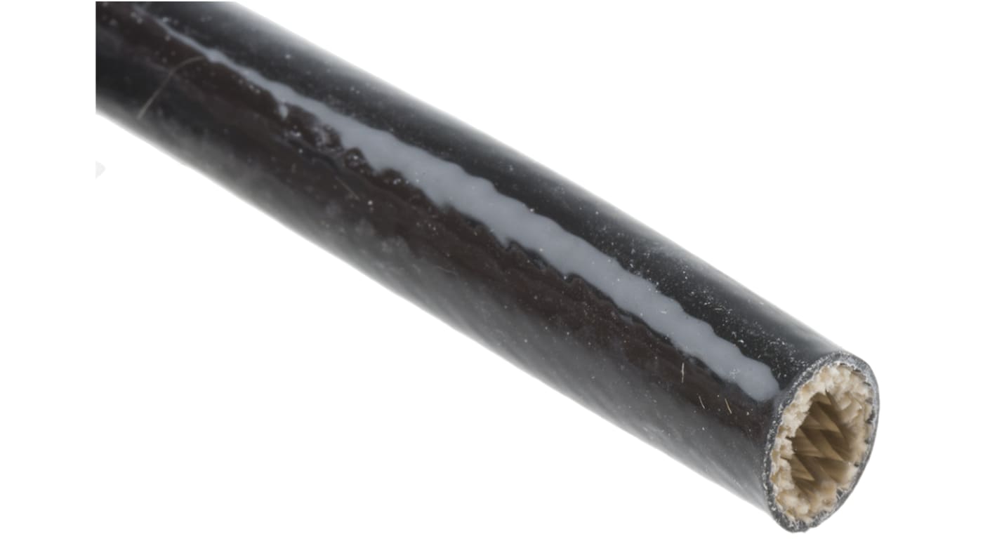 RS PRO Expandable Braided Silicone Rubber Glass Black Cable Sleeve, 6mm Diameter, 1m Length