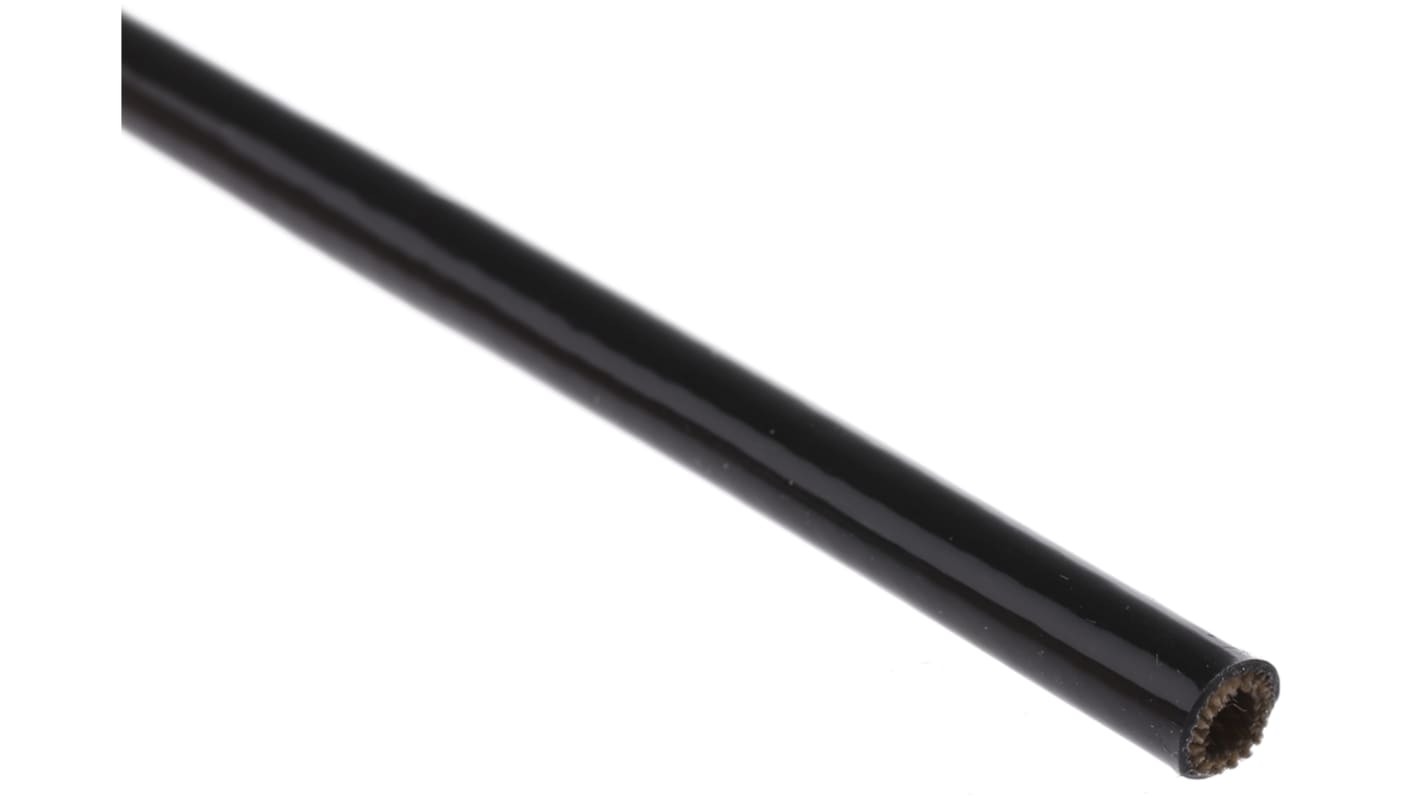 Gaine Tressée 4mm RS PRO, Noir en Caoutchouc silicone, 1m