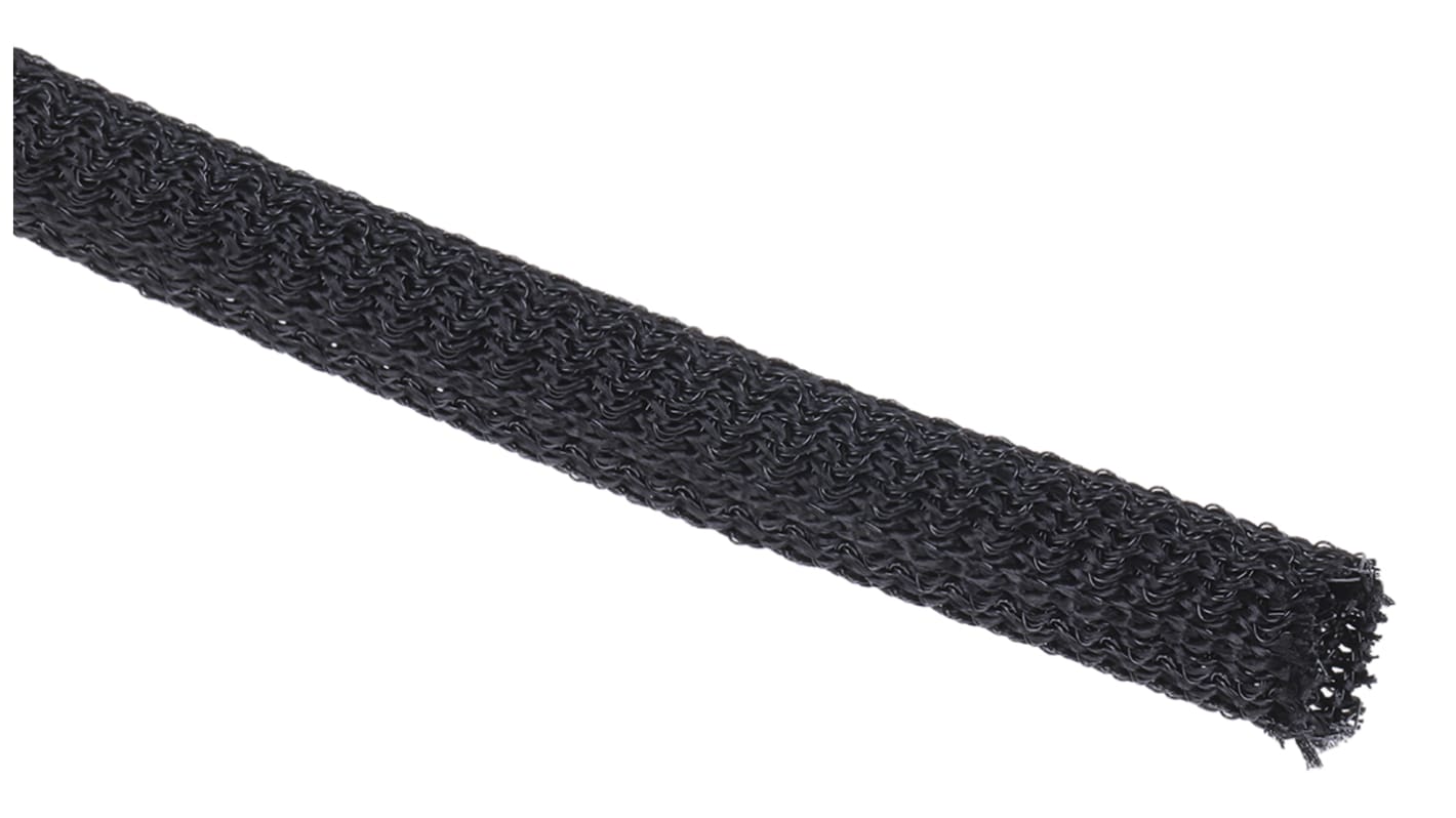 RS PRO Braided PET Black Cable Sleeve, 4mm Diameter, 3m Length RS