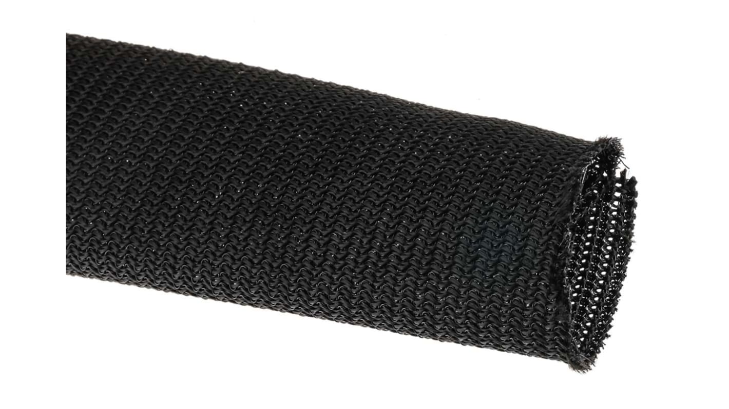 RS PRO Braided PET Black Cable Sleeve, 20mm Diameter, 3m Length