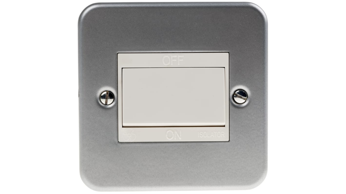 RS PRO Grey Rocker Light Switch, 1 Way, 1 Gang