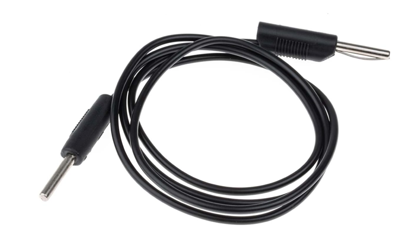 Cable de prueba con conector de 4 mm RS PRO de color Negro, Macho-Macho, 50V ac, 2.5A, 1m