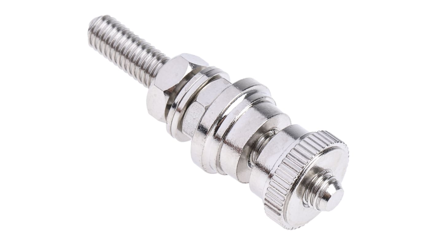 RS PRO 30A, Silver Binding Post With Brass Contacts and Nickel Plated - 5mm Hole Diameter