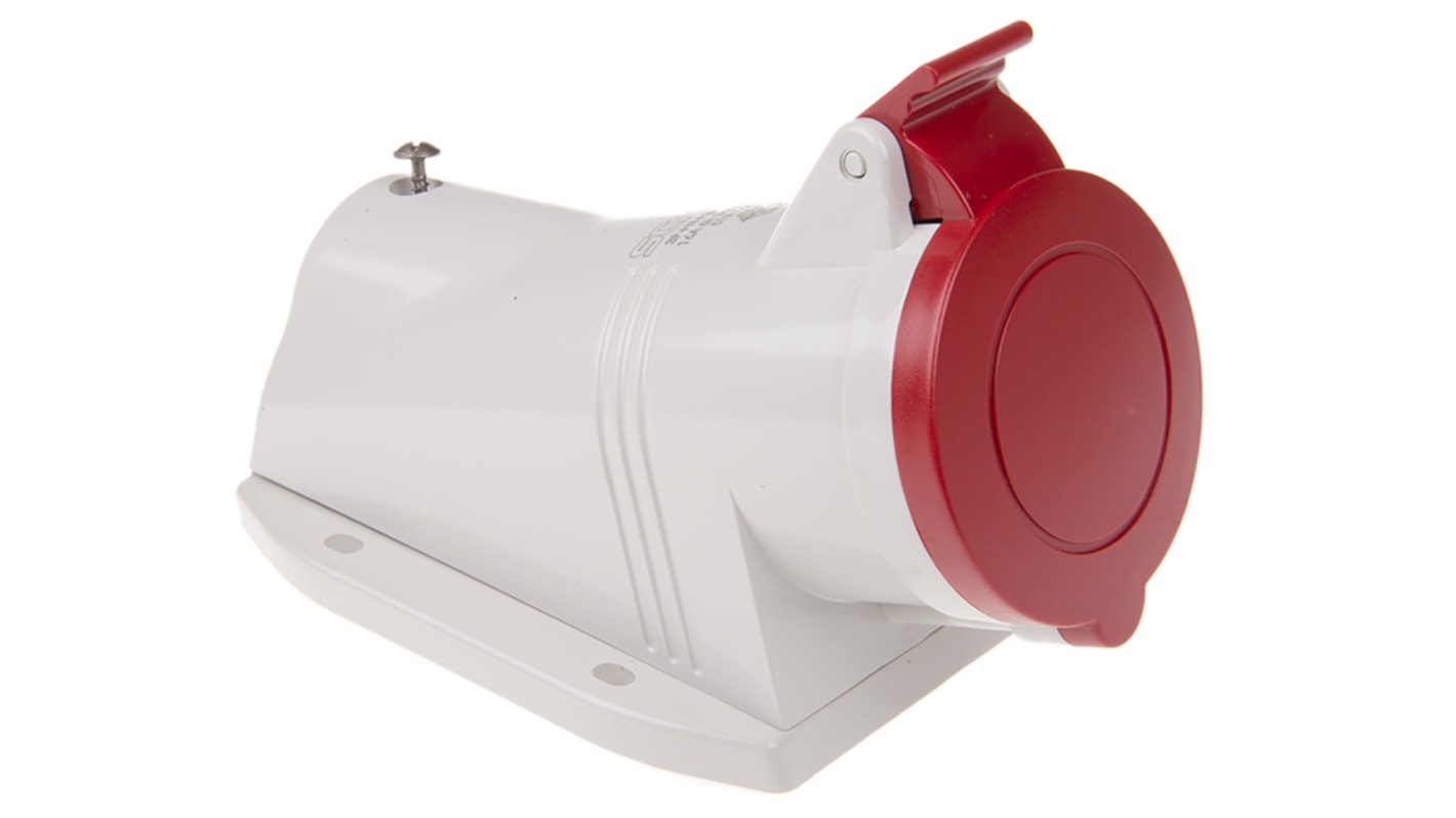 513.1657 | Scame IP44 Red Wall Mount 3P + N + E Right Angle Industrial ...