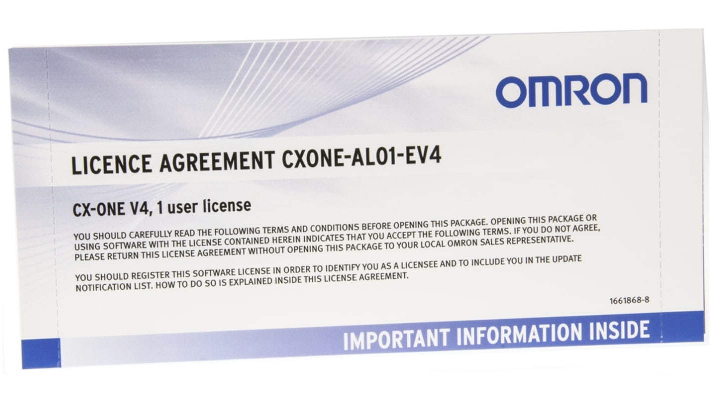 Omron CX-ONE Series Software Licence for Use with CX-ONE V4