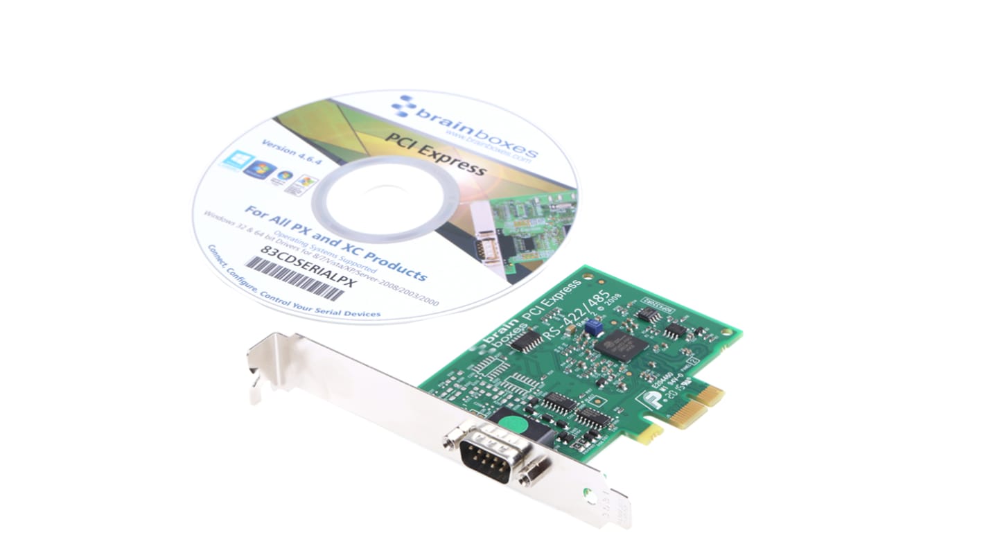 Tarjeta serie Brainboxes PCIe Serie, 1 puerto RS422, RS485, 921.6kbit/s