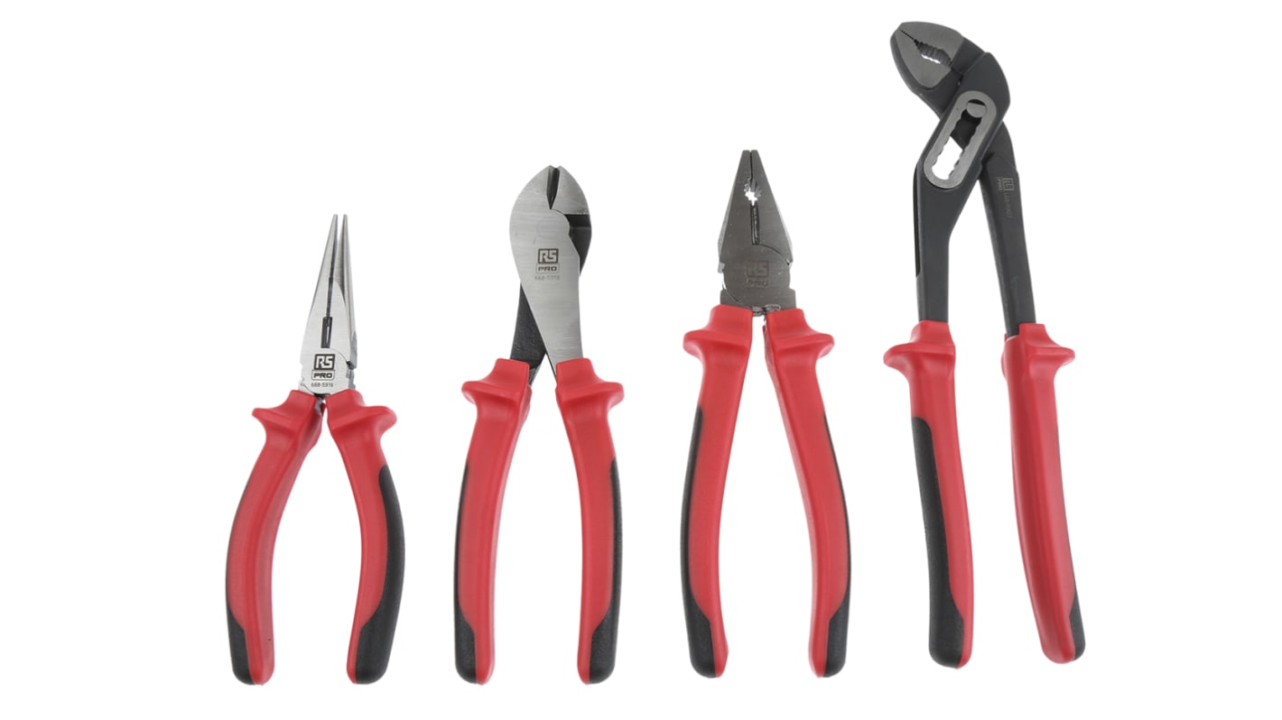 RS PRO 4-Piece Plier Set, 250 mm Overall