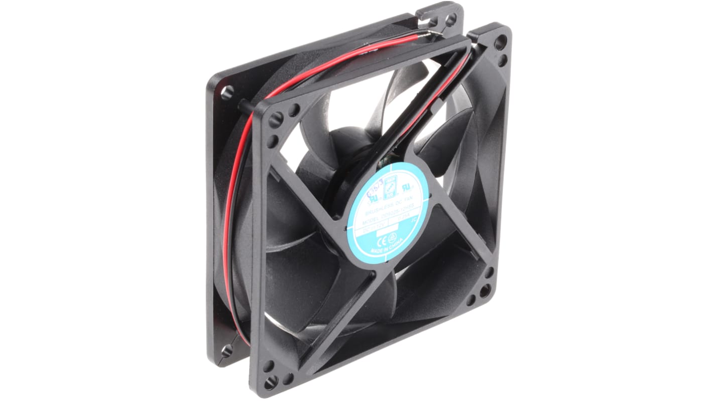 RS PRO axiális ventilátor, 12 V DC, 92.5 x 92.5 x 25mm, 88.3m³/h, 2900rpm