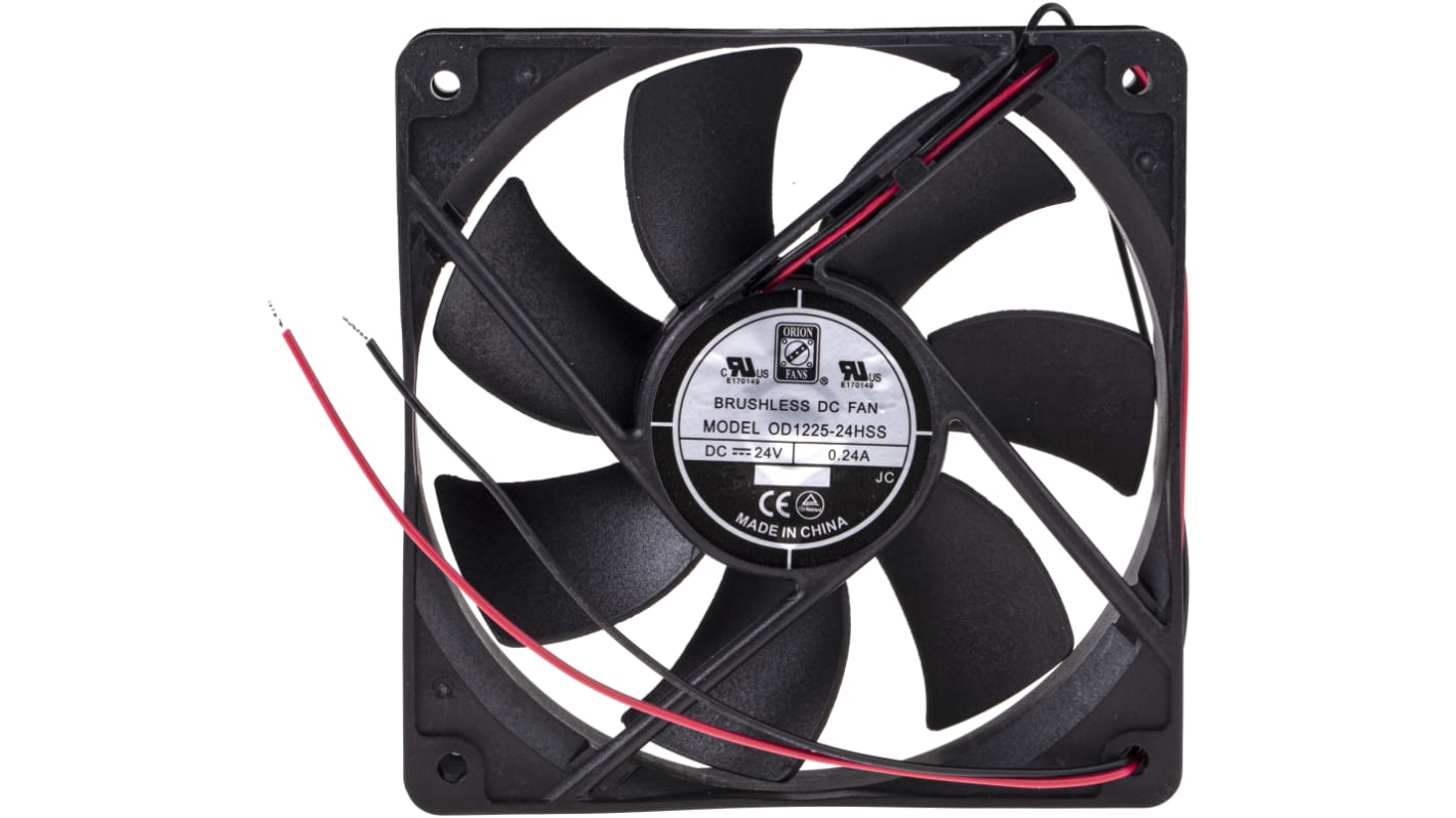 Ventilador Axial RS PRO de 120 x 120 x 25mm, 24 V dc, 5.8W, 2200rpm, caudal 144.4m³/h, 39dB