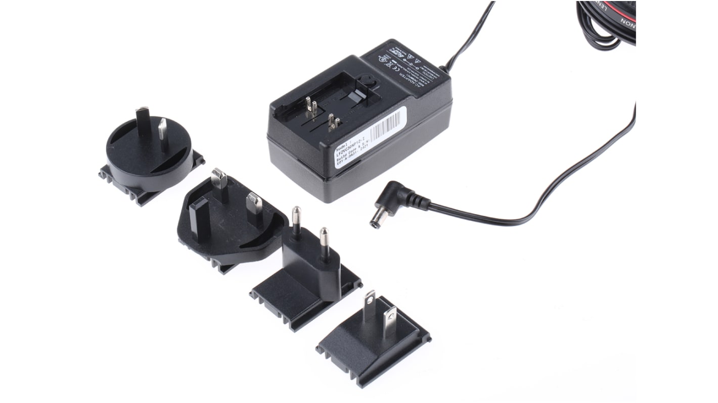 EOS 30W Plug-In AC/DC Adapter 12V dc Output, 2.5A Output