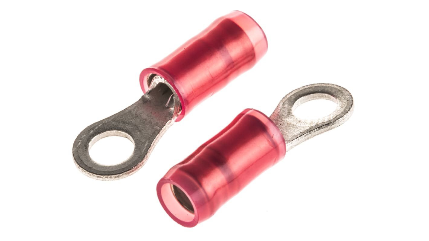 TE Connectivity, PIDG Insulated Ring Terminal, M3.5 Stud Size, 0.26mm² to 1.65mm² Wire Size, Red