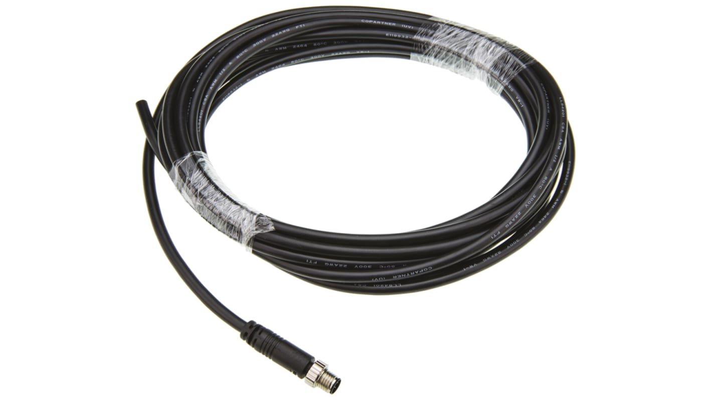 Cable de conexión TE Connectivity, con. A M8 Macho, 4 polos, con. B Sin terminación, cod.: A, long. 5m