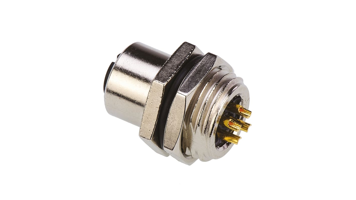 Conector circular TE Connectivity hembra serie M12 de 4 vías hembra, Montaje en Panel, IP67