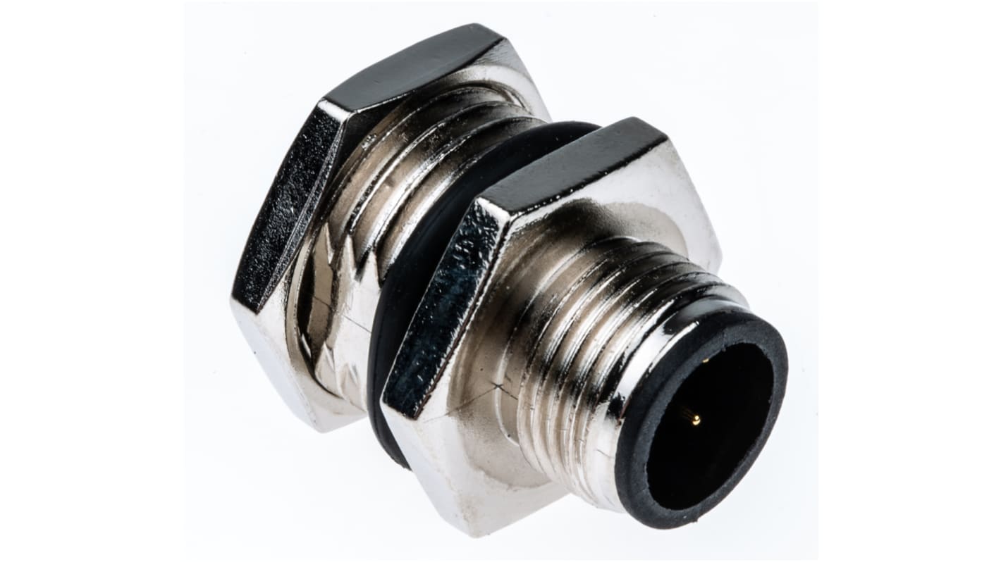 TE Connectivity Circular Connector, 4 Contacts, Panel Mount, M12 Connector, Plug, Male, IP67, M12 Series