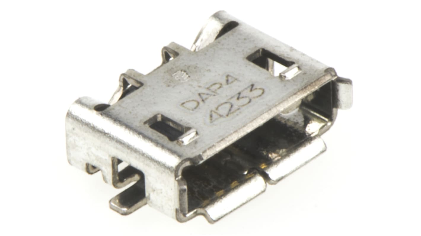 Konektor Micro USB, Samice typ AB verze 2.0, orientace těla: Pravý úhel, Povrchová montáž, 30 V AC, 1A