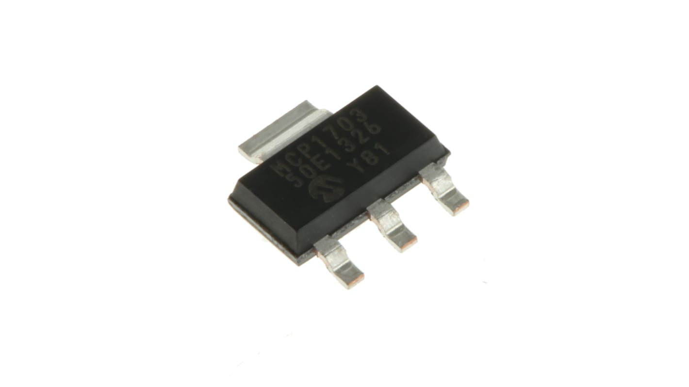 Microchip MCP1703-5002E/DB, 1 Low Dropout Voltage, Voltage Regulator 250mA, 5 V 3+Tab-Pin, SOT-223