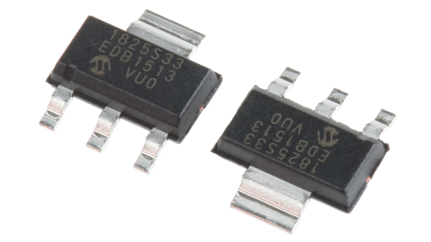 Régulateur de tension, MCP1825S-3302E/DB, 500mA, SOT-223 3+Tab broches.