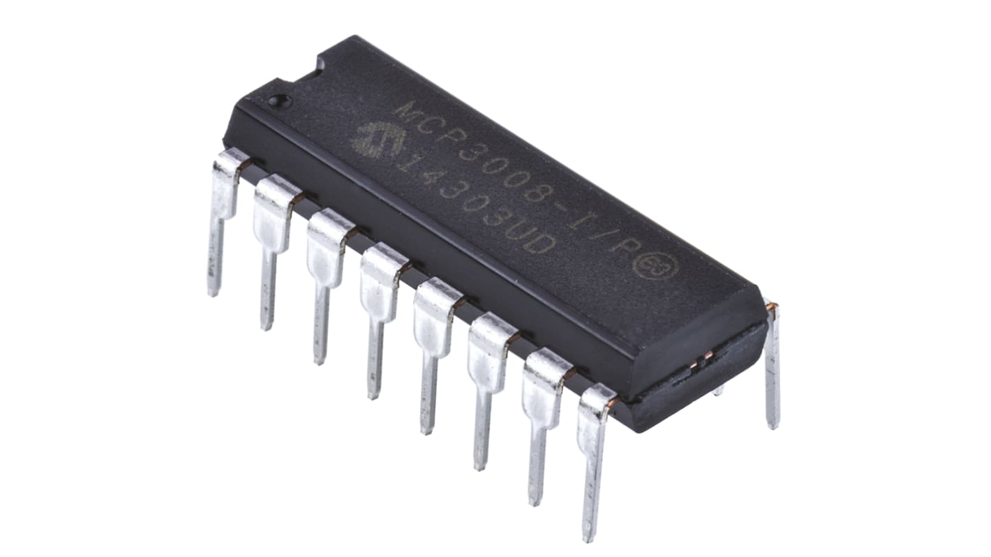 Microchip A/Dコンバータ, 10ビット, ADC数:8, 200ksps, MCP3008-I/P