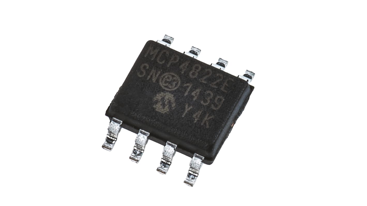 Microchip, DAC Dual 12 bit- ±2%FSR Serial (SPI/Microwire), 8-Pin SOIC