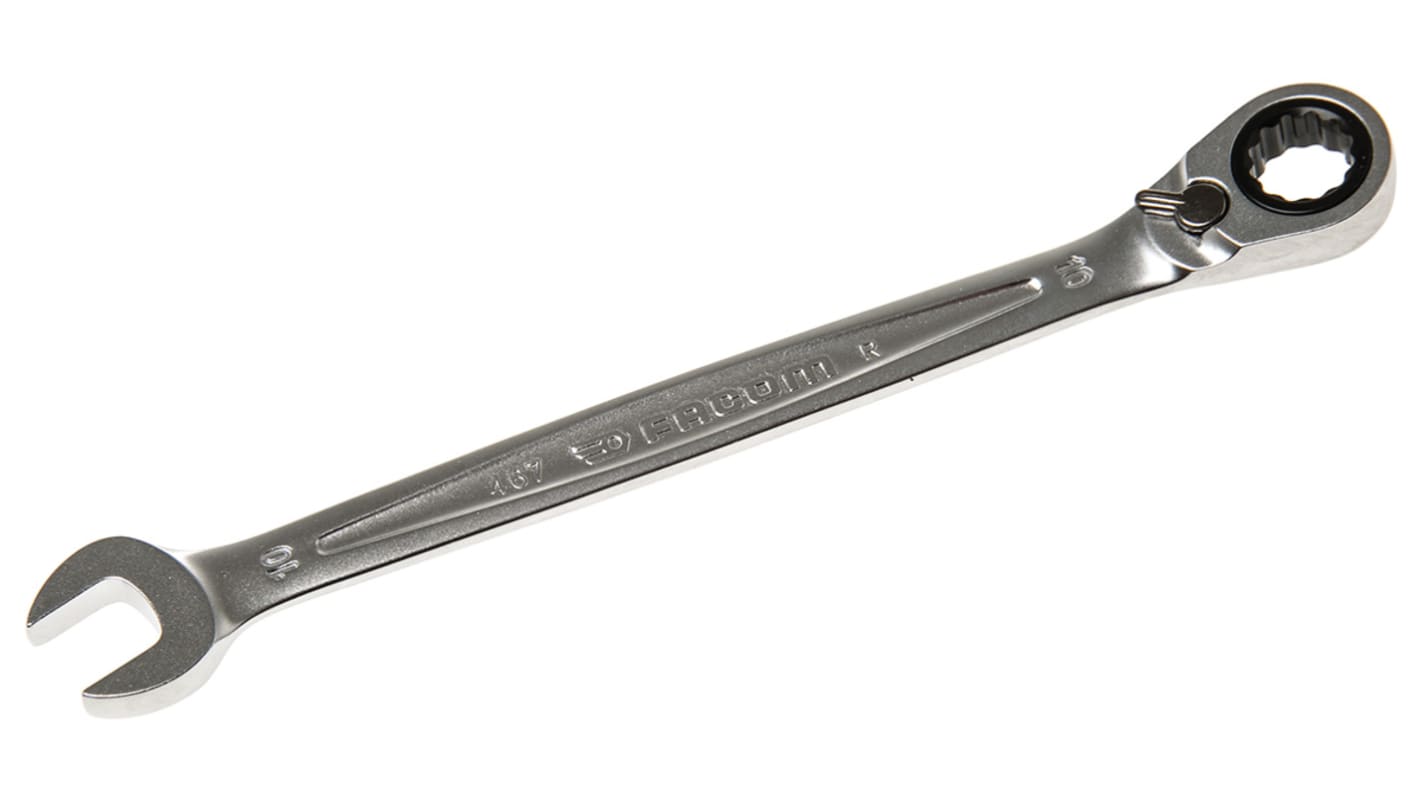 Facom Combination Ratchet Spanner, 158 mm Overall