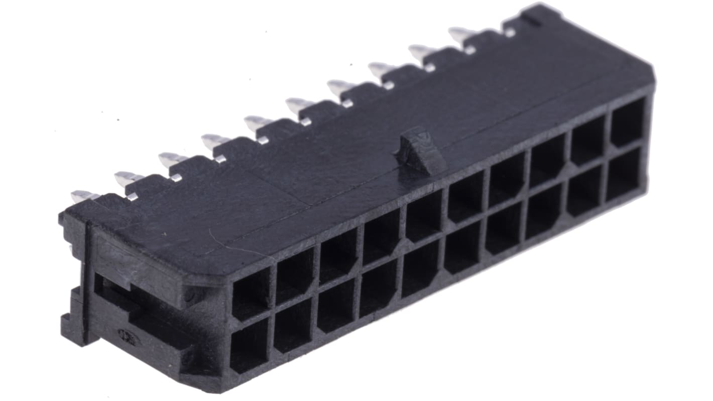 Molex Micro-Fit 3.0 Series Straight Through Hole PCB Header, 20 Contact(s), 3.0mm Pitch, 2 Row(s), Shrouded