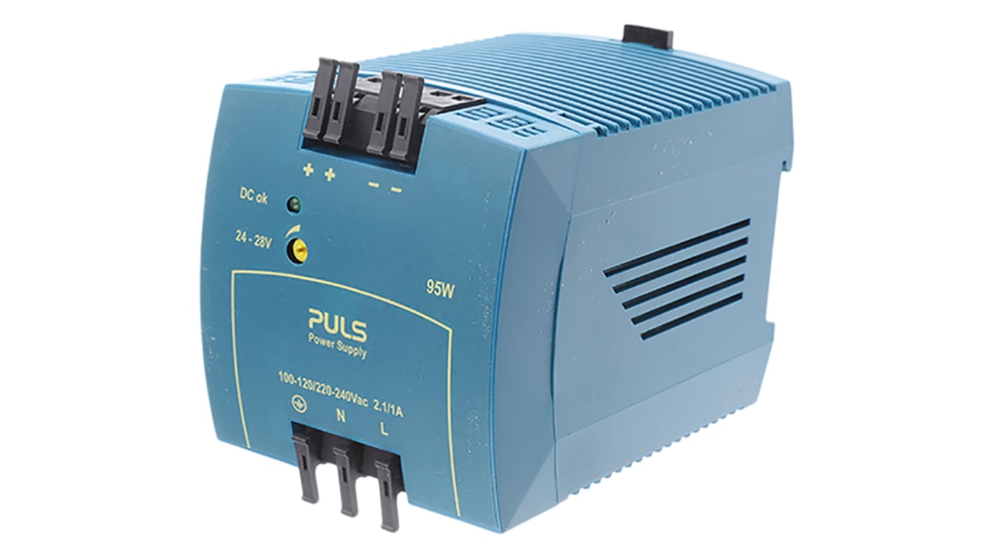 PULS MiniLine MLY -Phasen Getaktet DIN-Schienen Netzteil 95W, 220 → 240 V ac / 290V dc, 24V dc / 3.9A