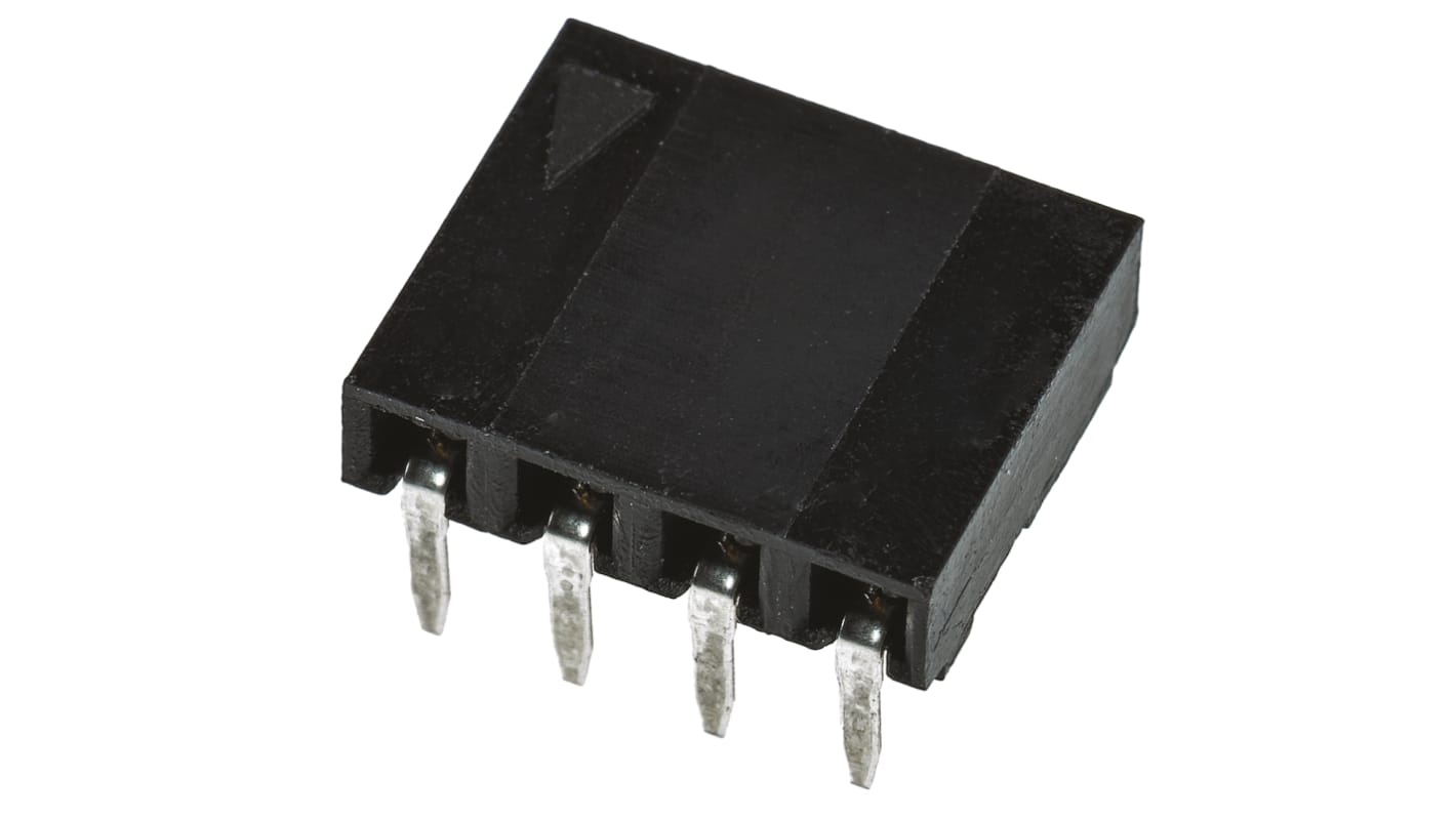 Connecteur femelle pour CI, 4 contacts, 1 rangée, 2.54mm, Traversant, Angle droit