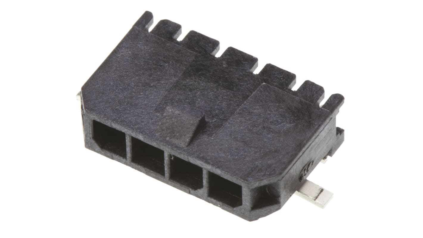 Embase pour CI Molex, Micro-Fit 3.0, 4 pôles , 3.0mm 1 rangée, 5.0A, Angle droit