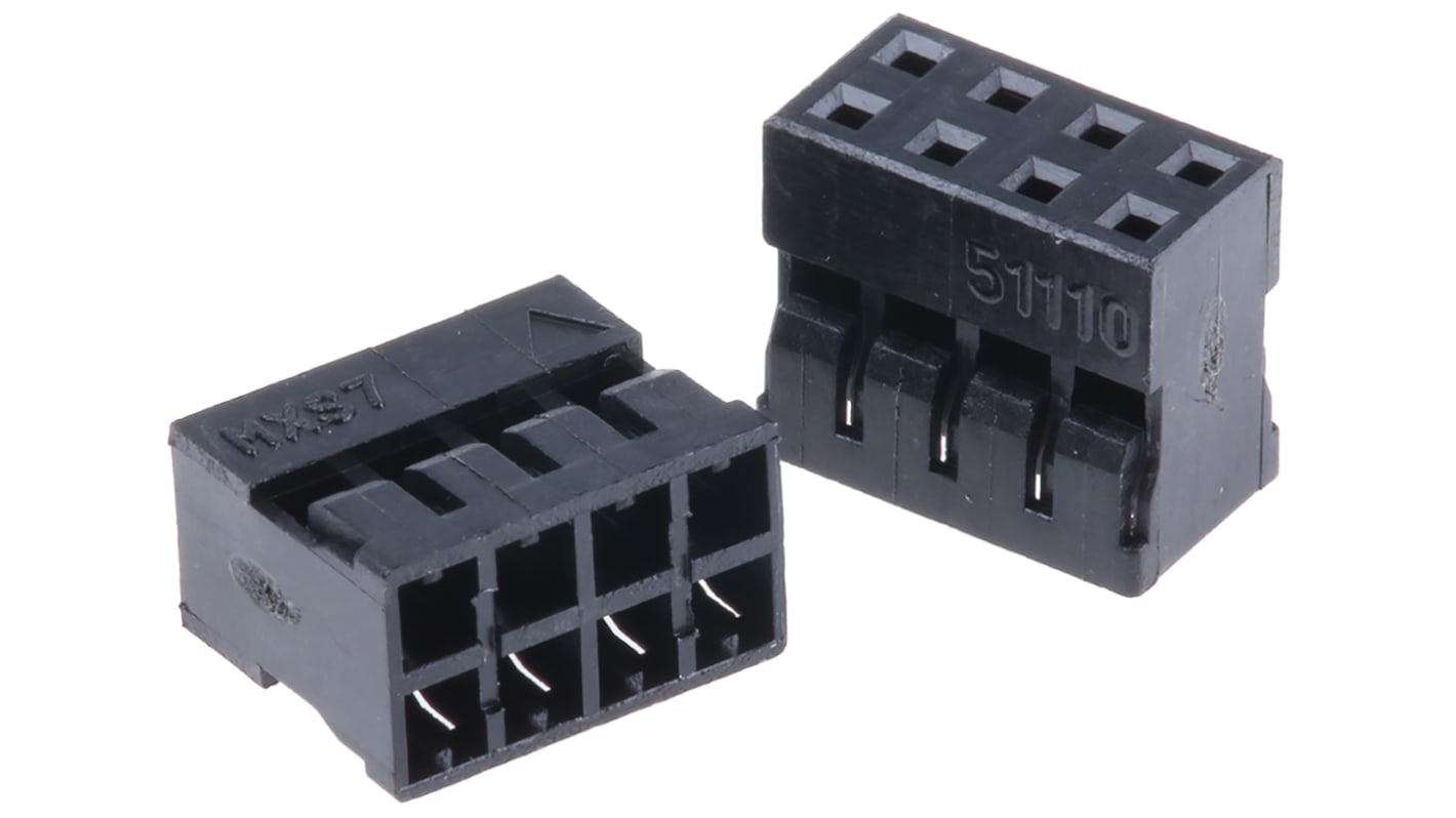 Carcasa de conector Molex 51110-0850, Serie Milli-Grid, paso: 2mm, 8 contactos, 2 filas, Recto, Hembra, Montaje de Cable