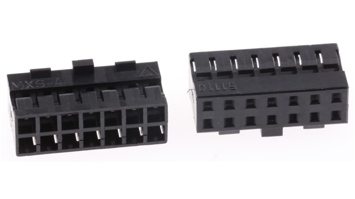 Molex Csatlakozó ház, Milli-Grid sorozat, távolság: 2mm, 14 érintkezős, Egyenes, Nő, rögzítés: Kábelre szerelhető, 51110