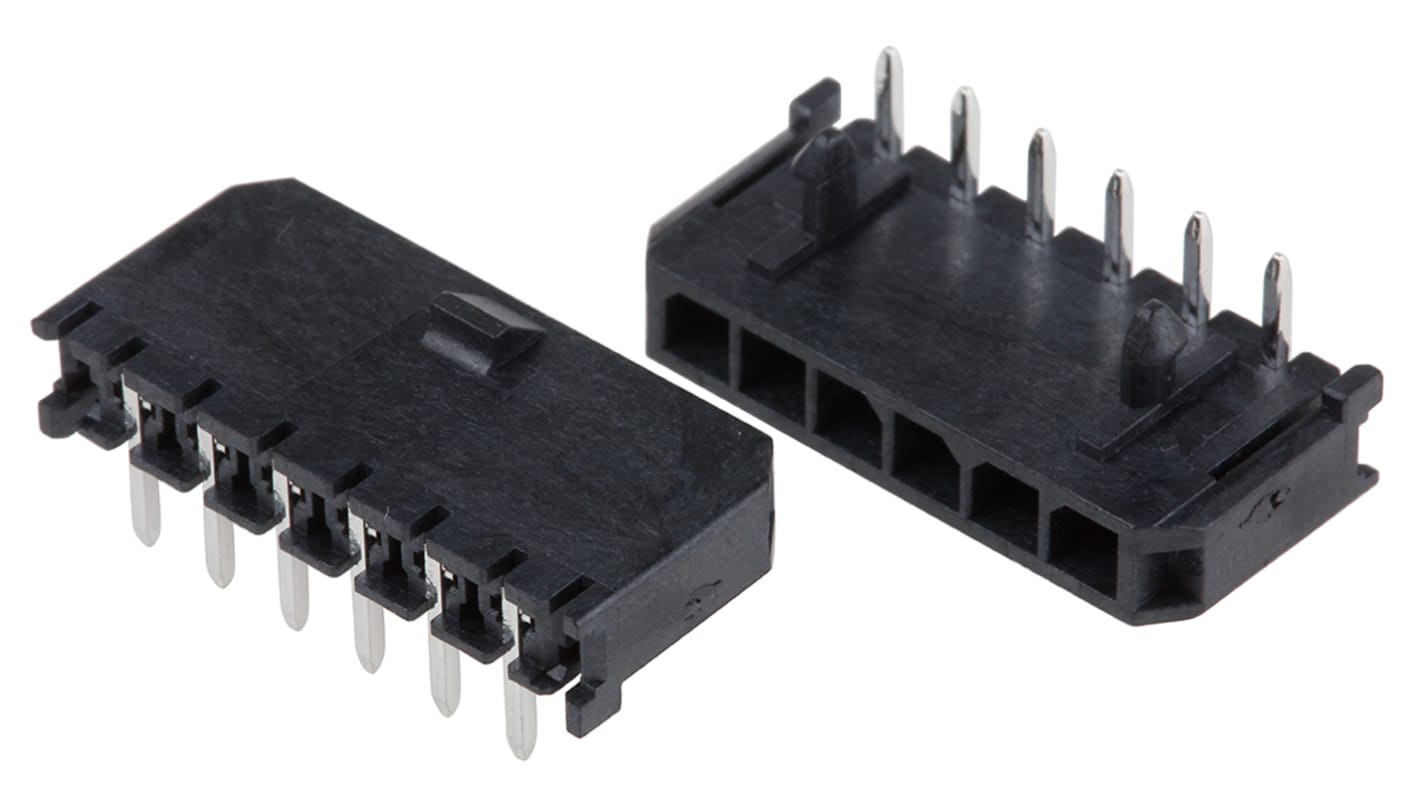 Embase pour CI Molex, Micro-Fit 3.0, 6 pôles , 3.0mm 1 rangée, 5.0A, Angle droit